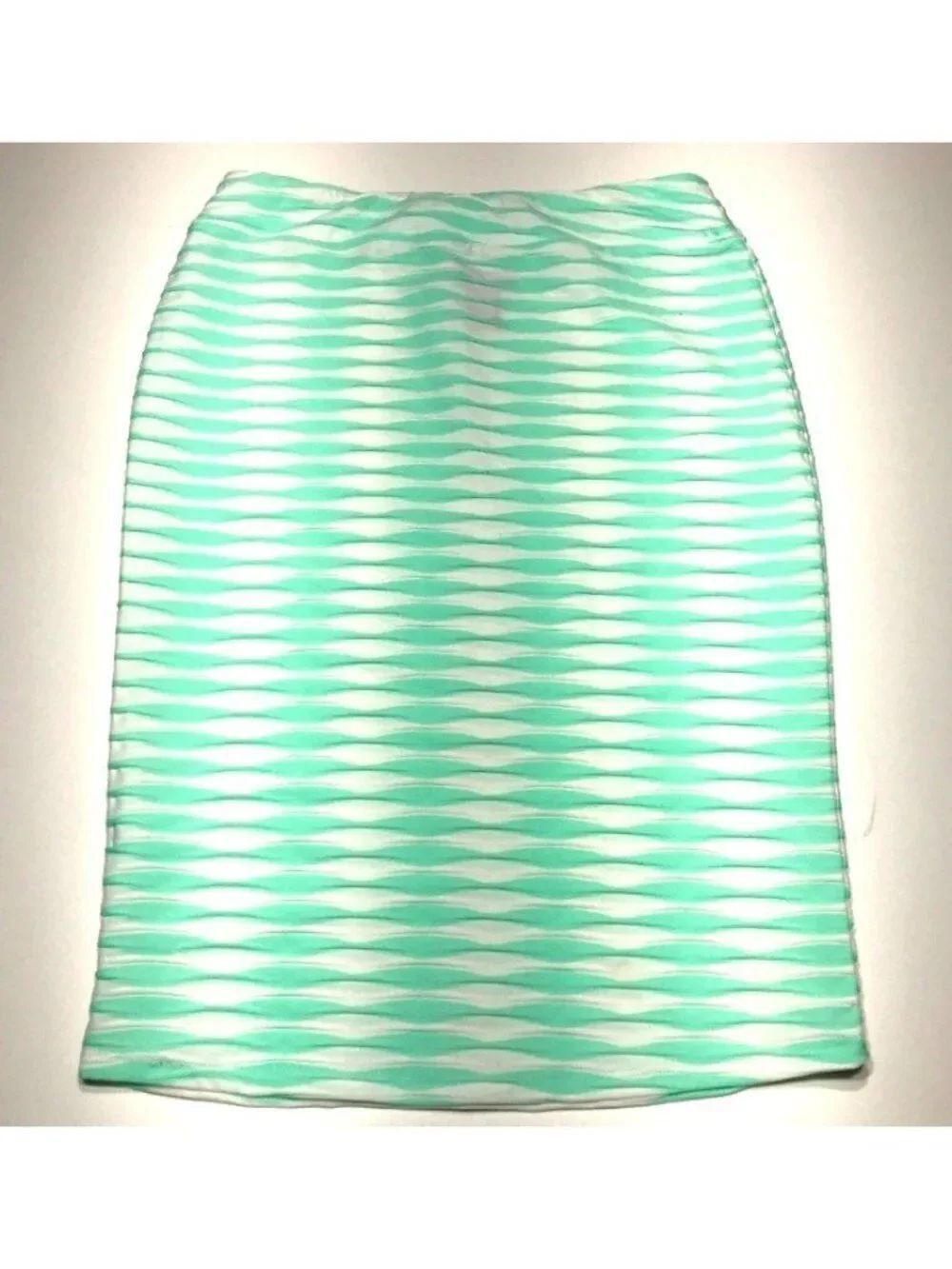 Soho Womens Large Lime Green  White Textured Straight Pencil Skirt Pull On